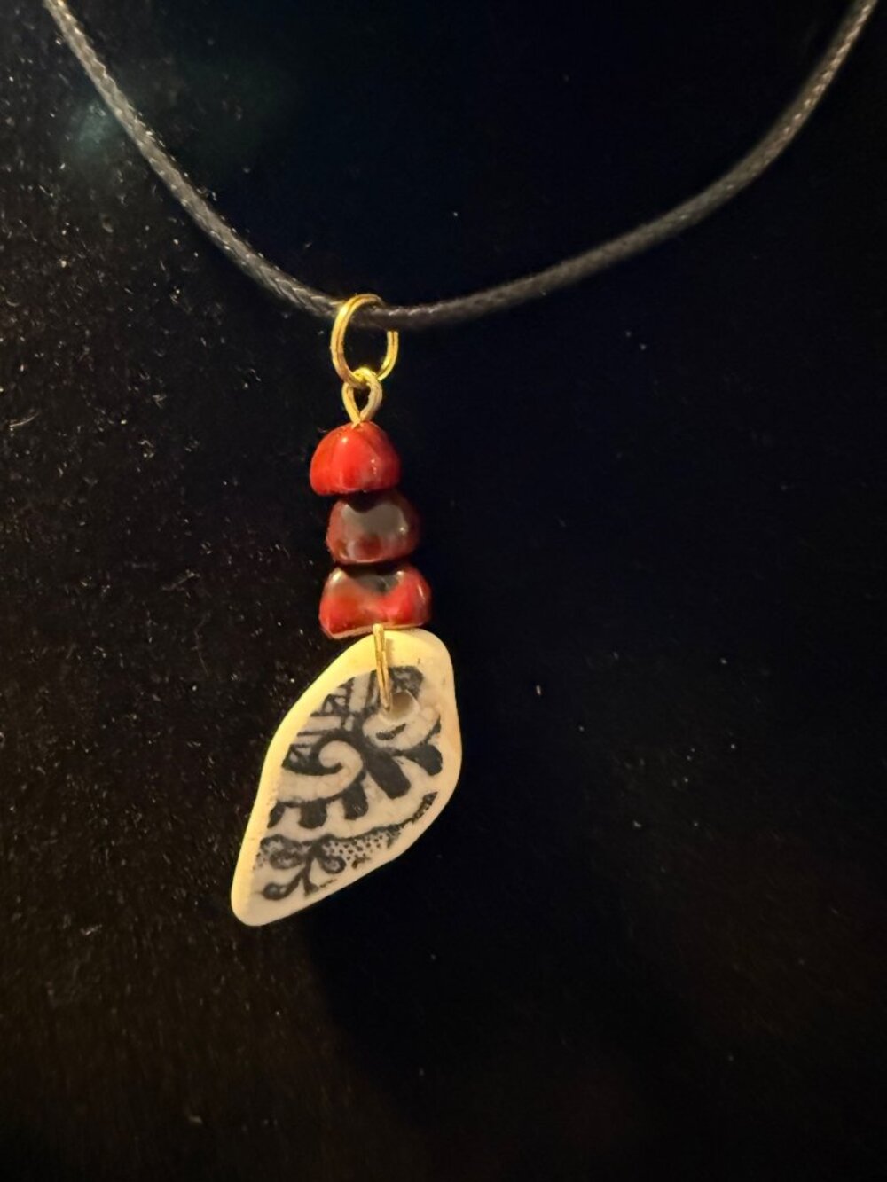 Barcelona Mosaic – Beach-Found Pottery & Red Stone Necklace